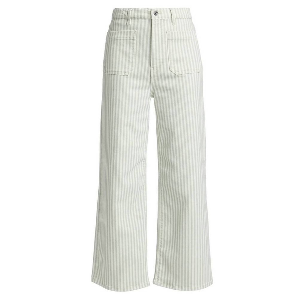 FRAME The Anchor Crop Pants – Sea Mist Stripe – Size 27 – High Rise Wide Leg